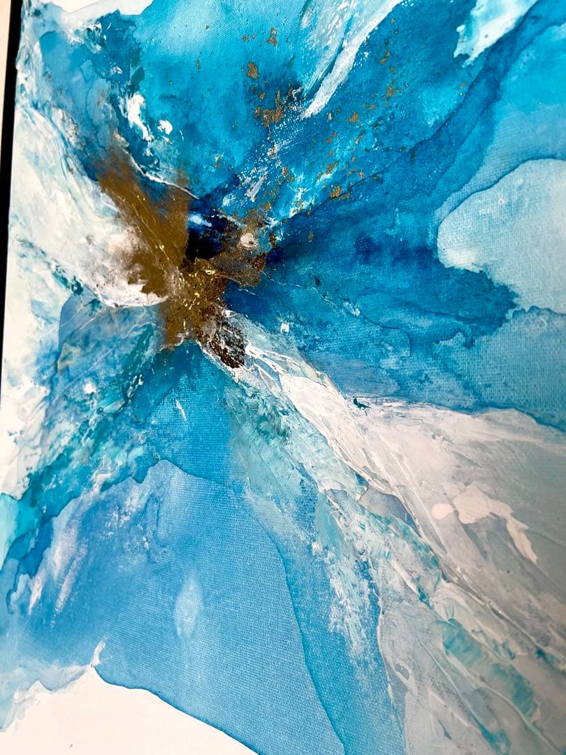 原画/額装済み/和風/禅/絵画/アート/抽象画/モダン/ホテル/青/ゴールド