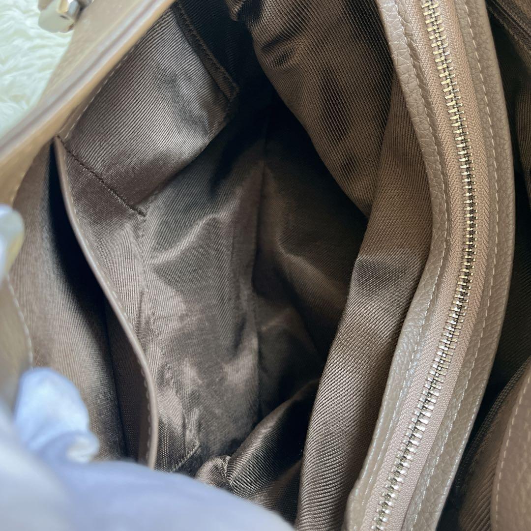 NAGATANI ハンドバッグ　シボレザー　グレージュ　フラップ