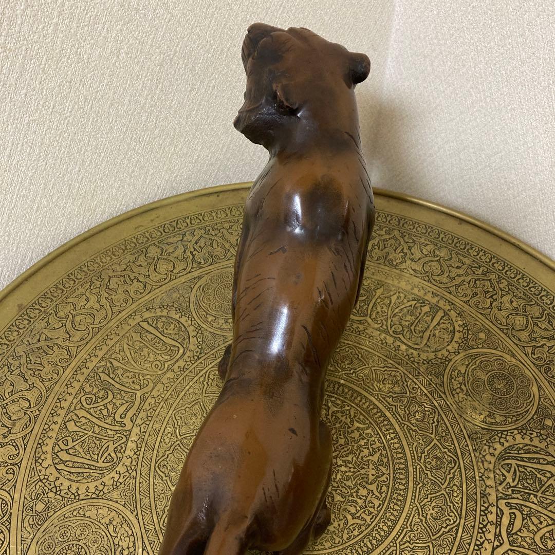 鉄製 虎 置物 幅46㌢ ビンテージ オブジェ 寅〈検 ブロンズ 銅器 干支