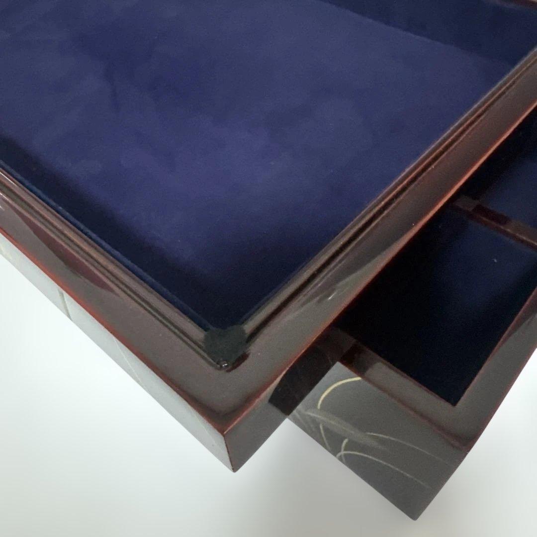 溜うるし塗　竜胆(りんどう)蒔絵　宝石箱　伝統工芸　木曽漆器　栄雅堂　未使用品