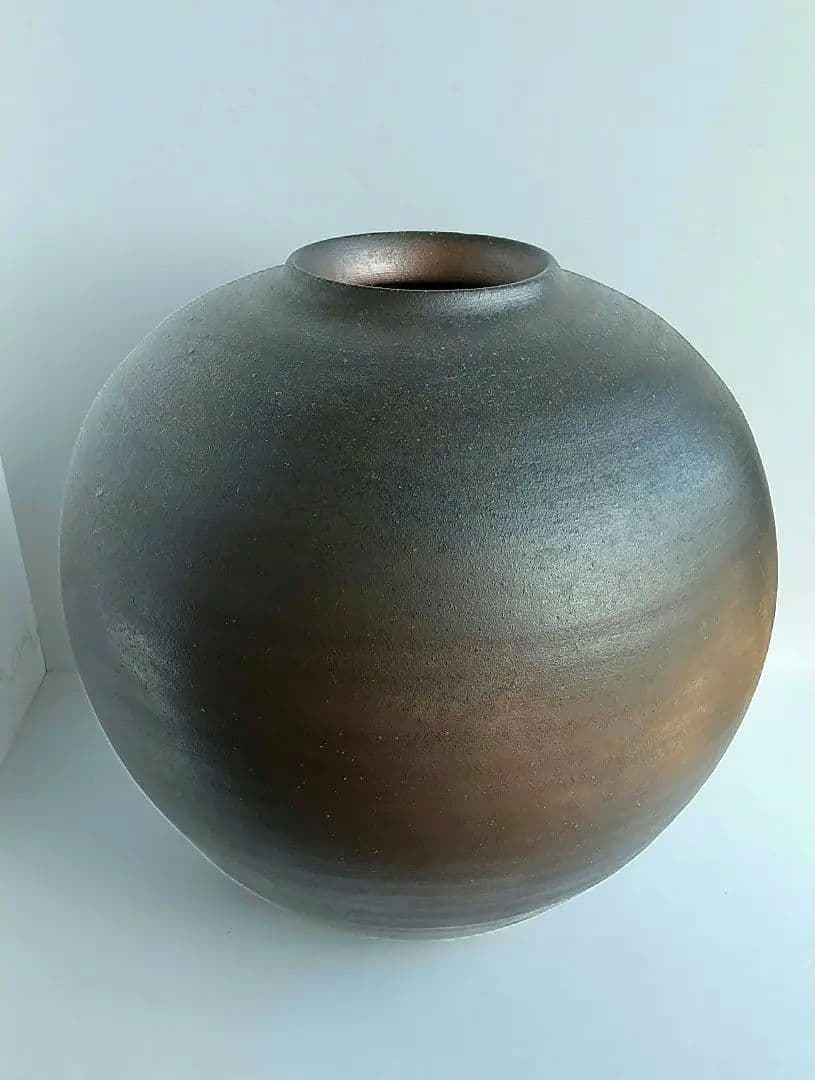 小西陶古 備前焼 花器 大壷 桟切