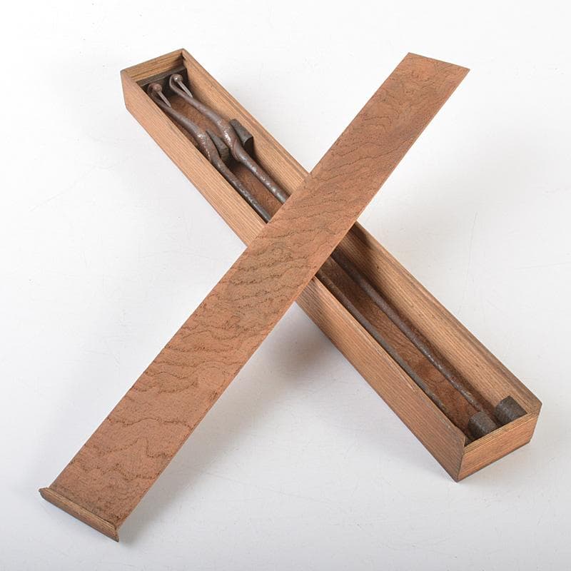 茶道具 古鉄 鶴頭火箸 時代箱付 V R7389