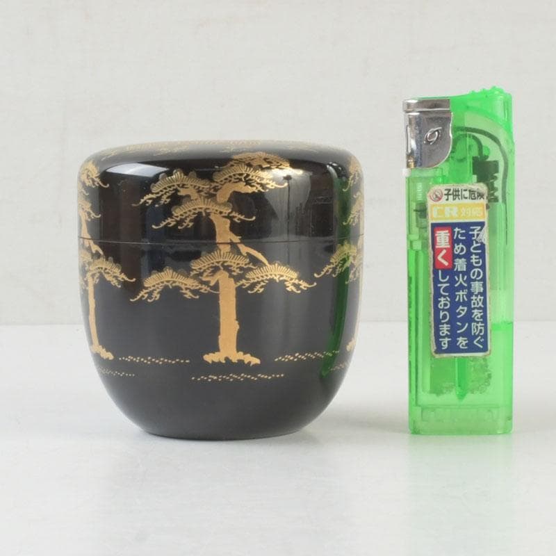 茶道具 漆匠 遠山哲山造 住吉蒔絵 利休棗 共箱 V 9716