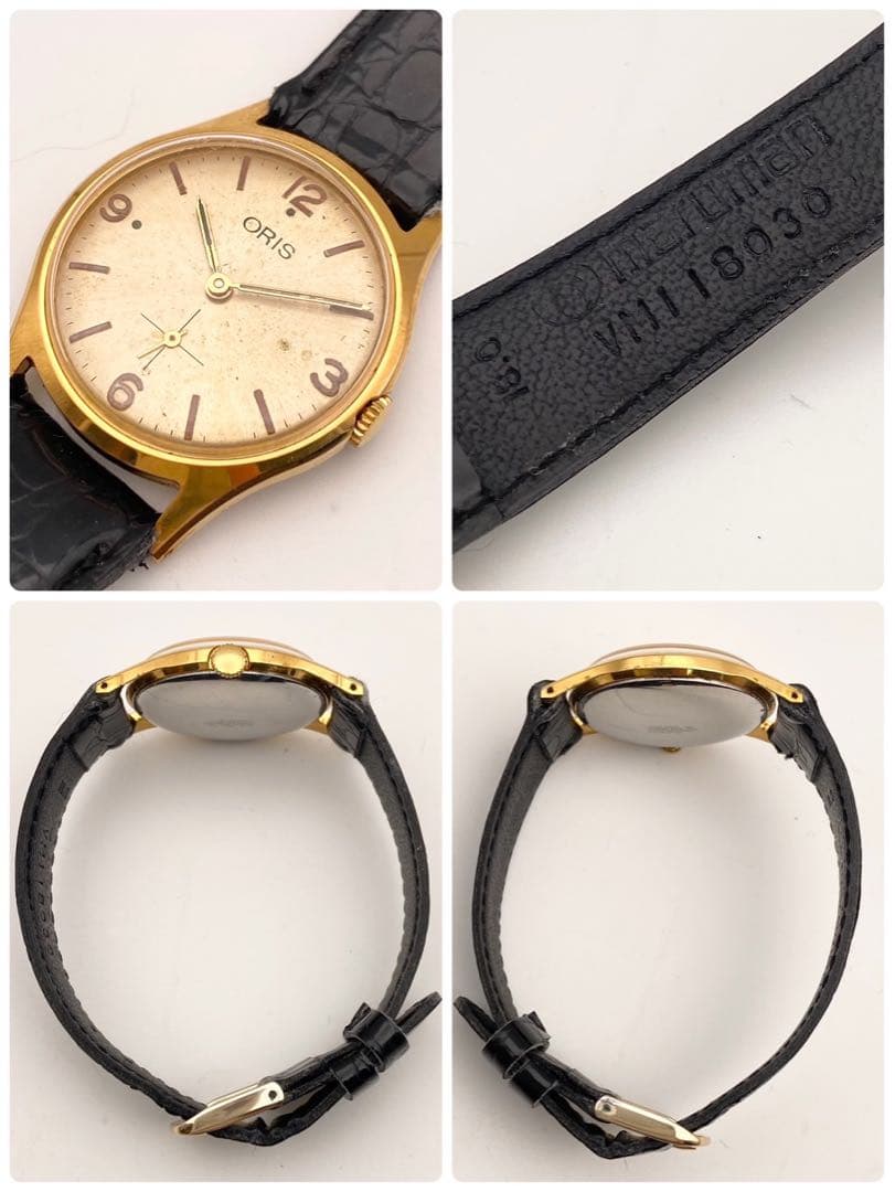 【稼働】ORIS スモセコ 手巻き時計 飛びアラビア数字 希少 ゴールド メンズ