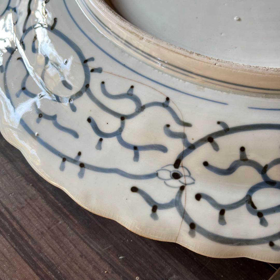 古伊万里　大皿　印判　染付　松竹梅　42cm