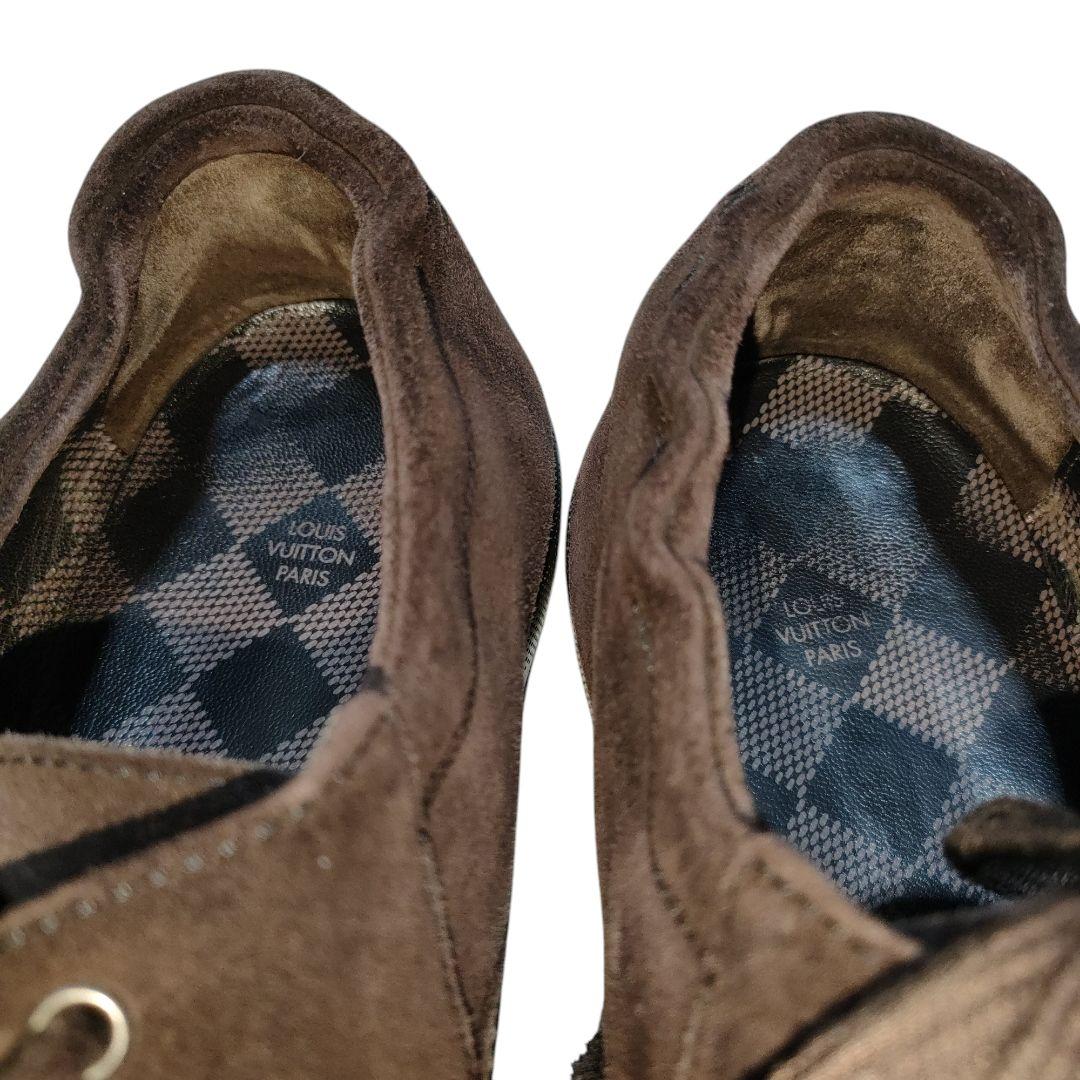 ルイヴィトン スウェードレザー シューズ 9.5ダミエ ダークブラウン メンズ