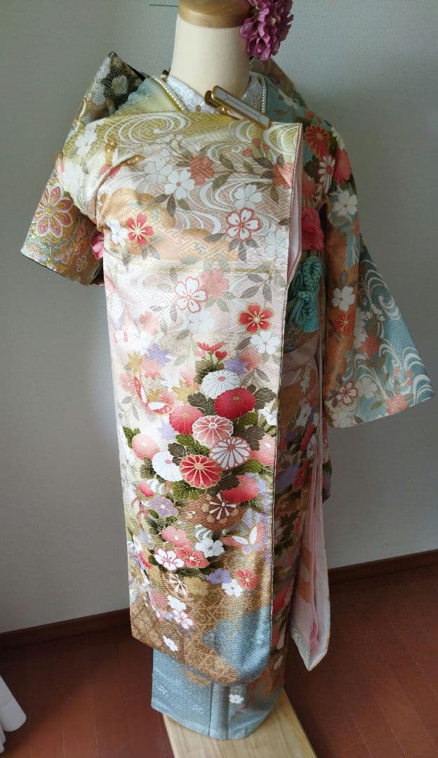 ぷたこ様 427.可憐な振袖7点セット 正絹 フルセット成人式 小田急