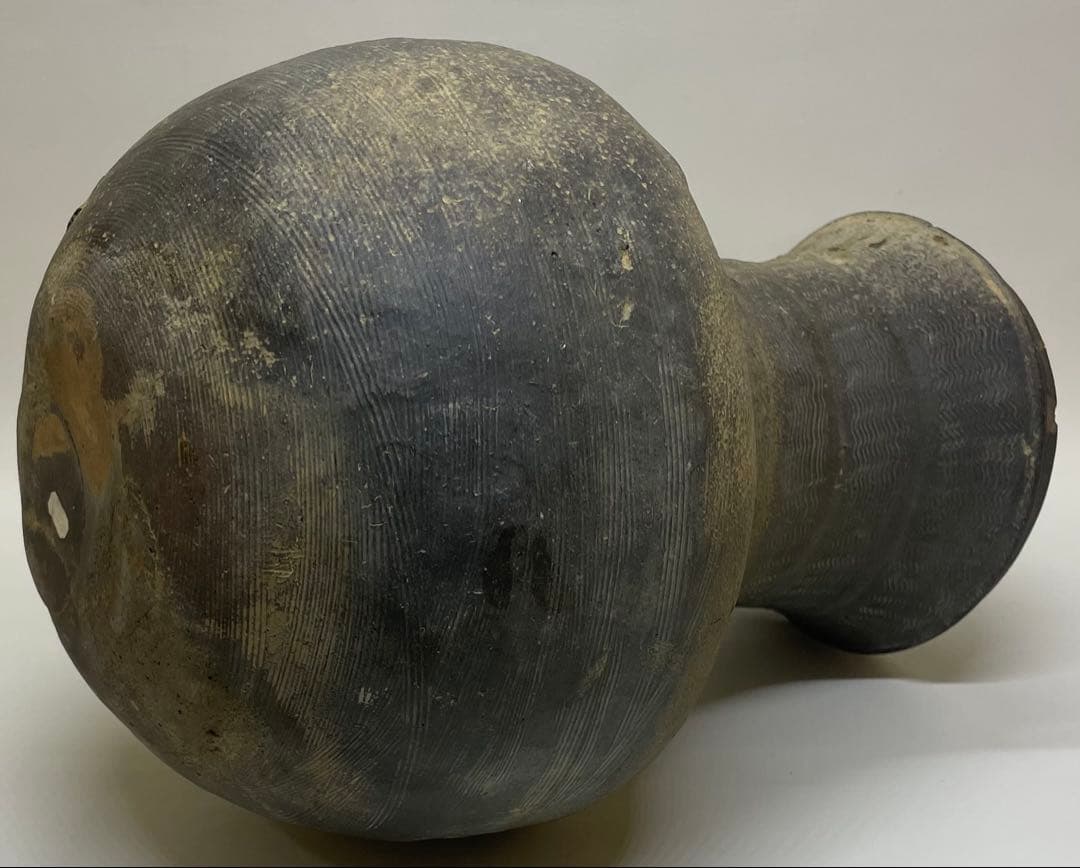 須恵器　波状文広口壺　古壺　胡麻垂れ　花入 　　　k299