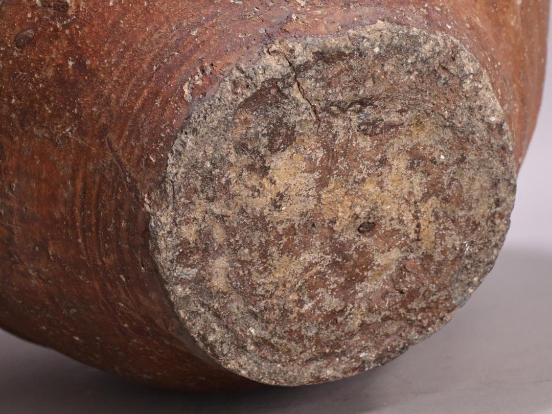 BK192 桃山ー室町期 古信楽 三耳壷 窯印 窯傷 壺 高