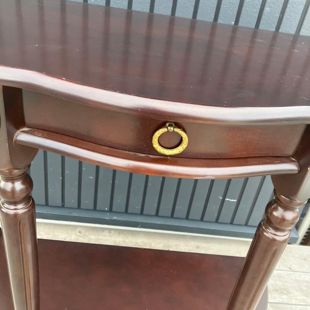 北欧レトロ アンティーク 半月型 木製コンソールテーブル サイド