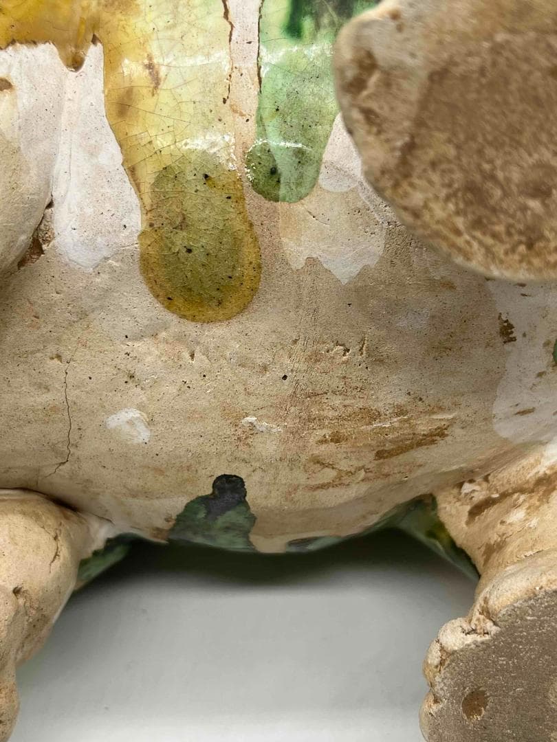 唐時代 唐三彩犀牛 極上品 【旧家旧蔵】 希少貴重 唐物(B-72)