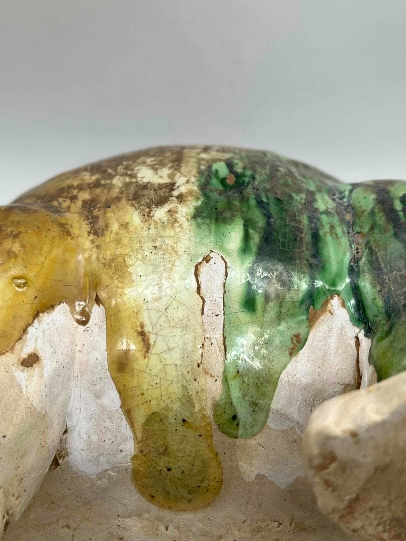 唐時代 唐三彩犀牛 極上品 【旧家旧蔵】 希少貴重 唐物(B-72)