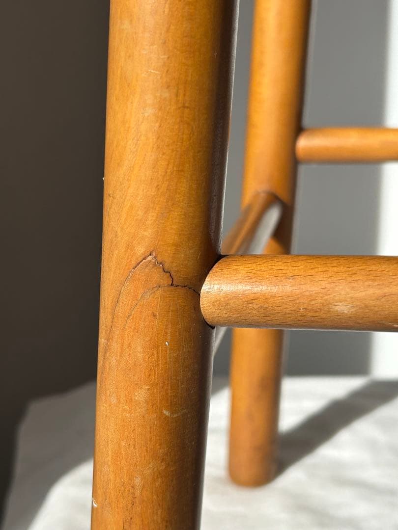 ヴィンテージ　木製スツール　木×ラッシ　編み　椅子　アンティーク　2脚　フット