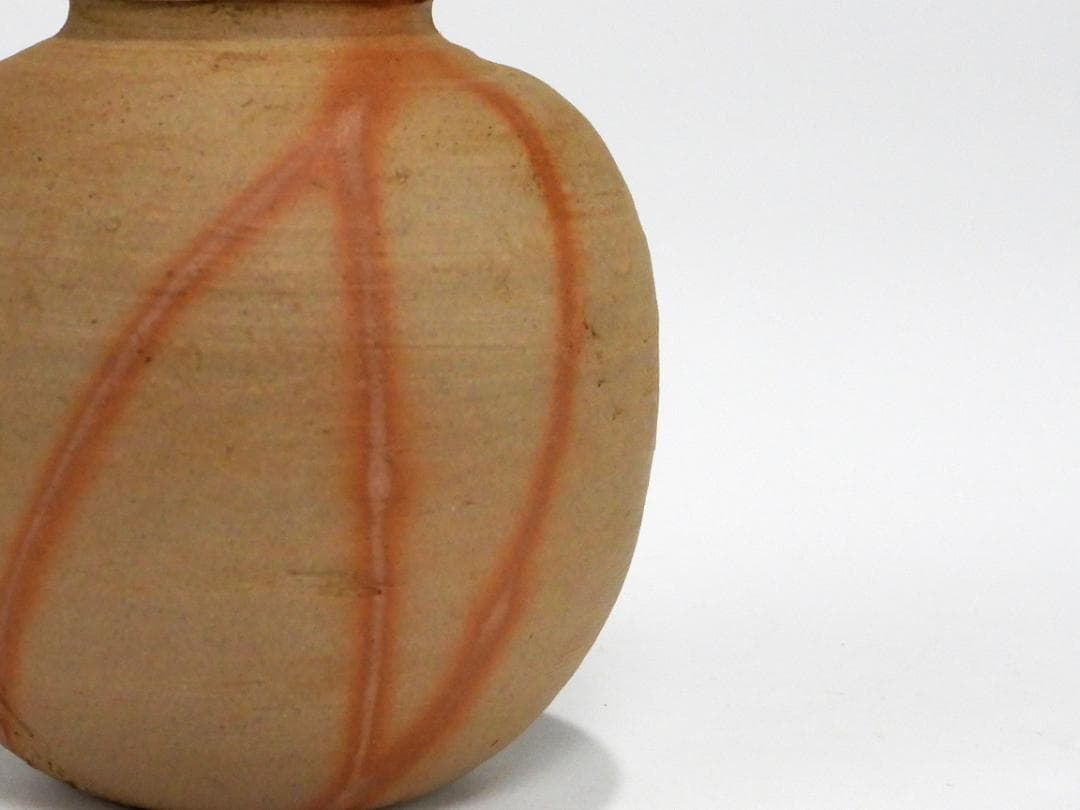 備前火襷焼 文琳茶入 木村陶峰 作 仕覆 波上梅花紋 茶道具 共箱 茶入 美品