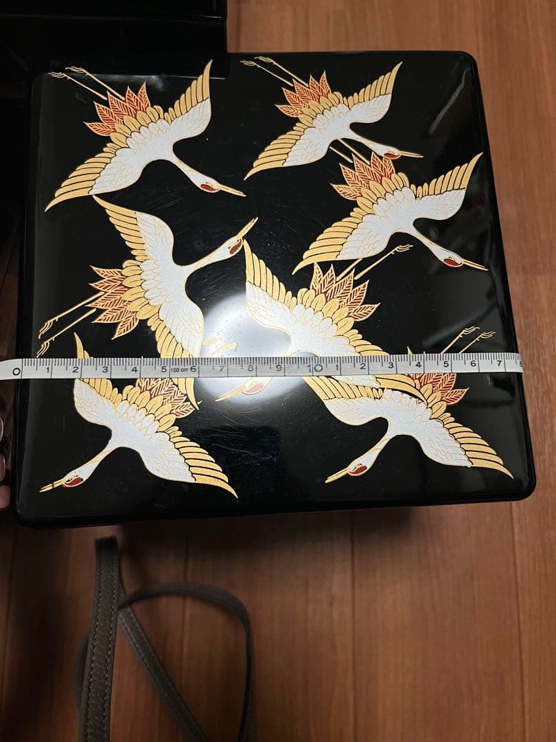 重箱 鶴と扇の装飾、3個セット