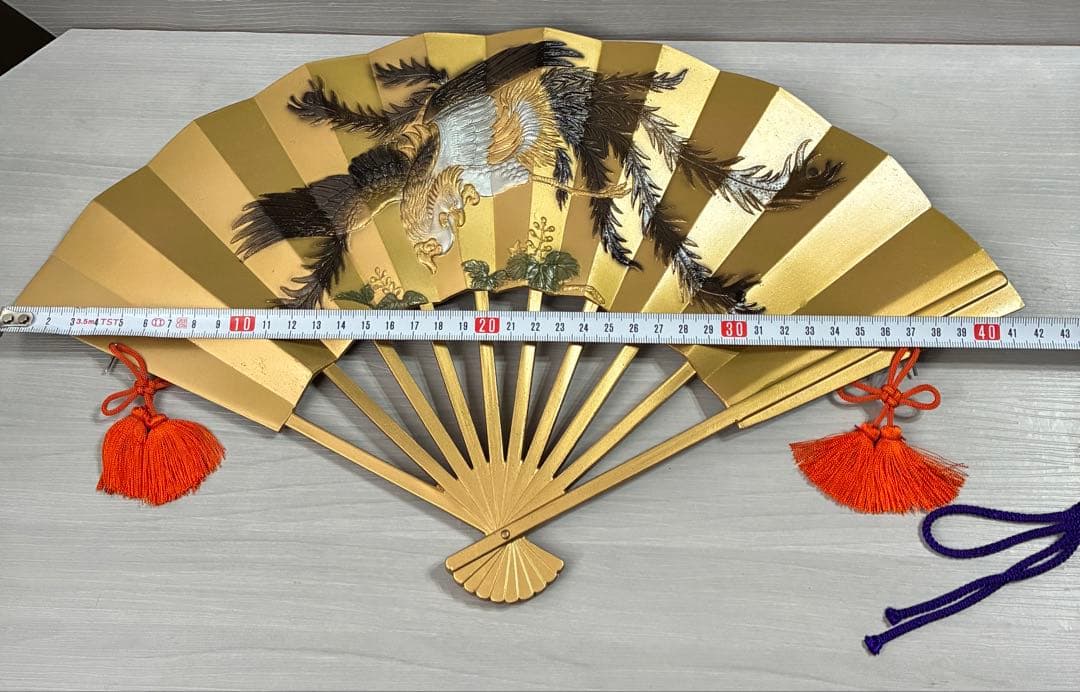 扇面 鳳凰 金属工芸 ヴィンテージ 工芸品 骨董品 飾扇