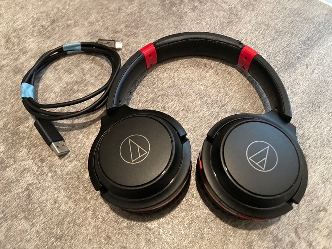 Audio-Technica ワイヤレスヘッドホン ブラック/レッド - メルカリ