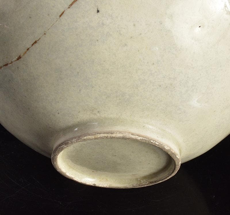 中国　定窯白磁陽刻花文　鉢　碗　金継ぎ直し　V　R4552