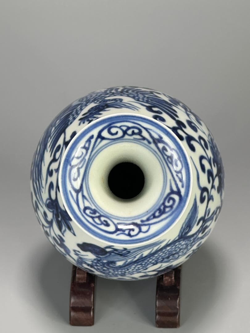 青花鳳凰文花瓶　染付花瓶　花器　華道具　花入　唐物