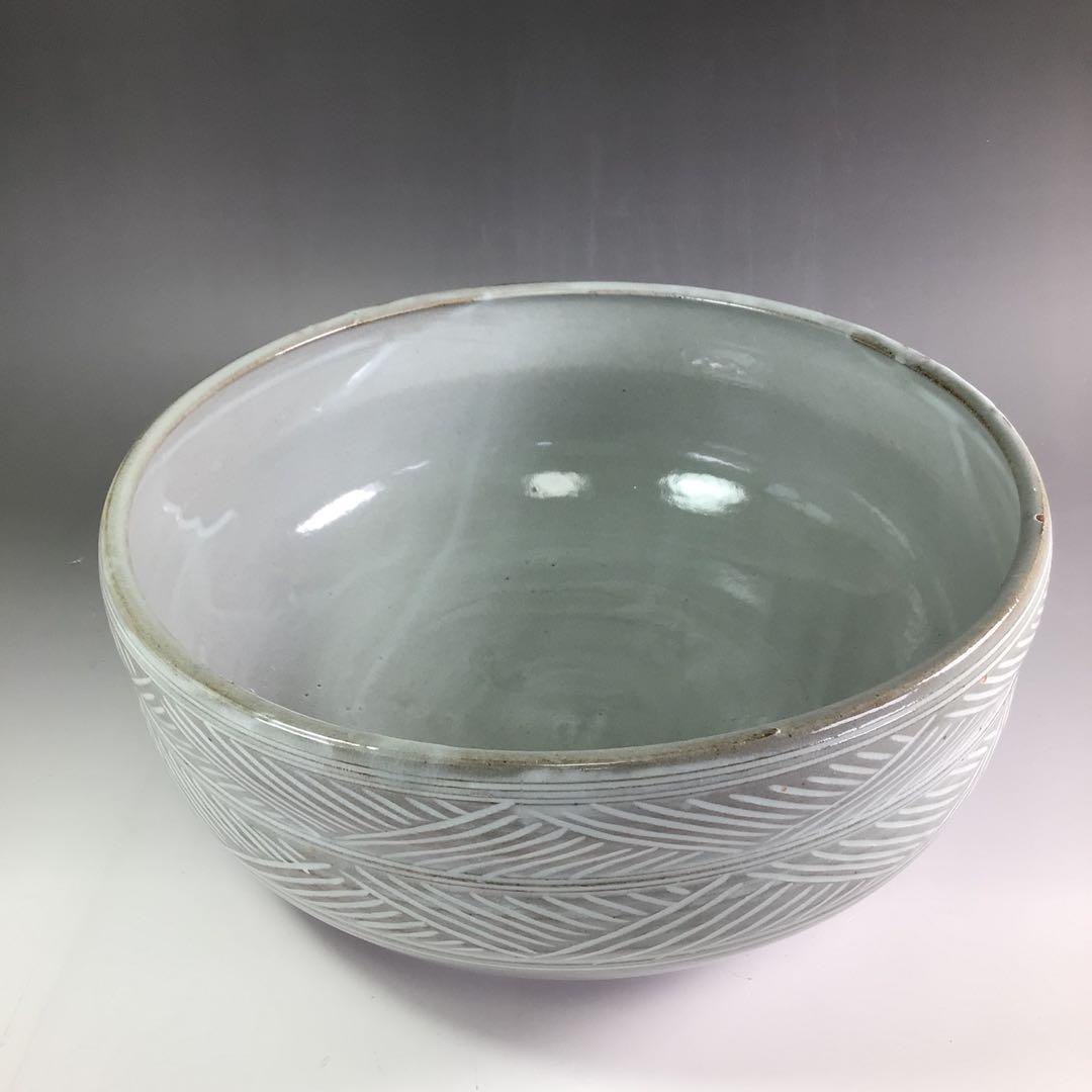 R233 水指 『春永造』『大徳寺 松長剛山 箱書』『彫三島』『平水指』