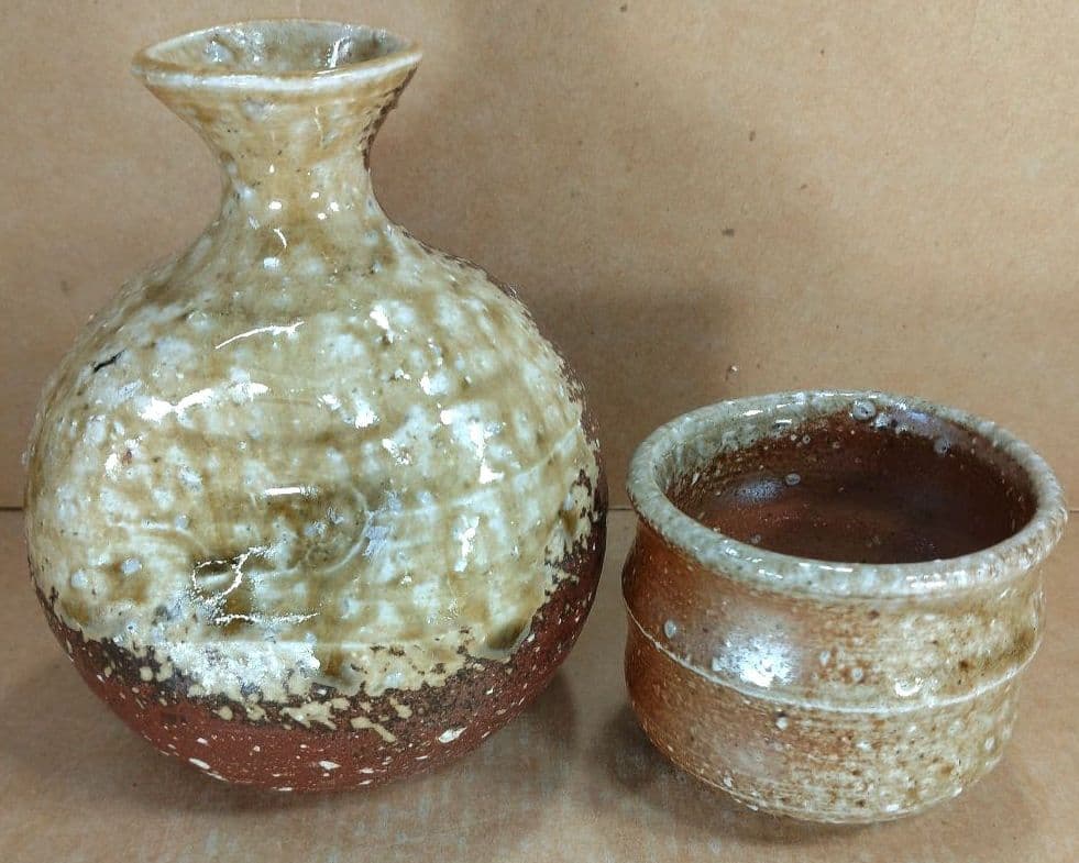 【本物保証】高橋楽斎2セット 信楽ぐい呑揃(三点）徳利ぐい呑(組）全共箱 未使用