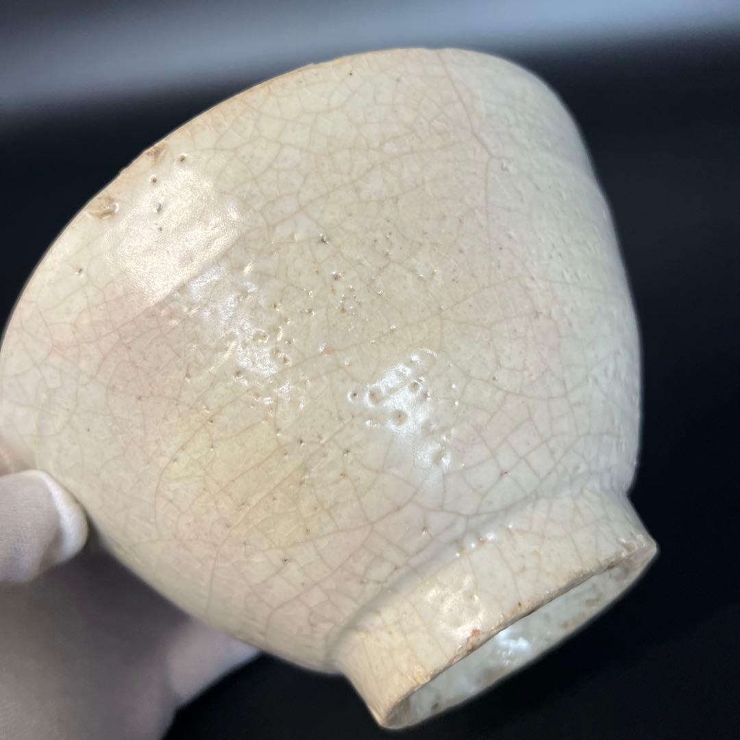 ◎古美術 庵々◎李朝 白磁 茶碗 共箱付◎韓国 李氏