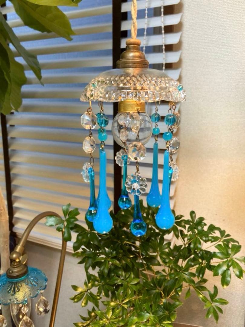 ご予約）ミニシャンデリア（青の世界） フランス アンティーク 1910年