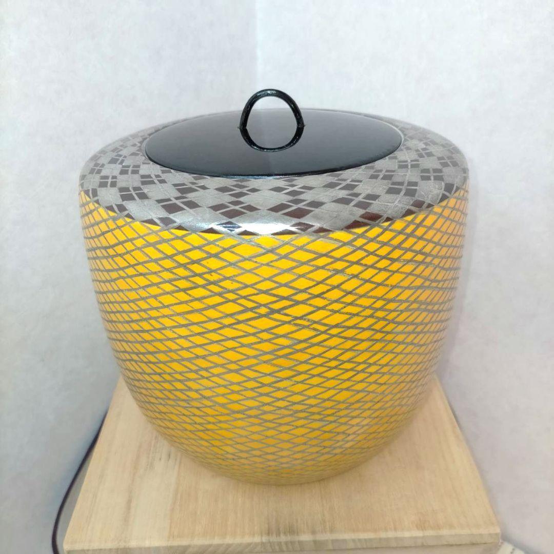 水指 龍峰作 色絵模様の図 共箱 共布 蔵出し 茶道具