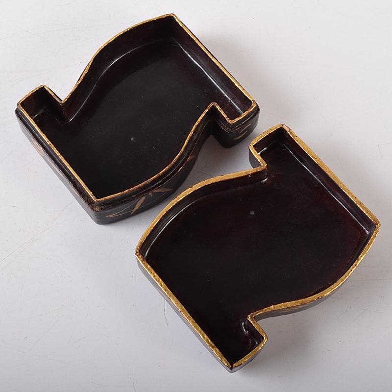 茶道具　唐物　山水蒔絵　巻物形香合　箱付　V　R8424