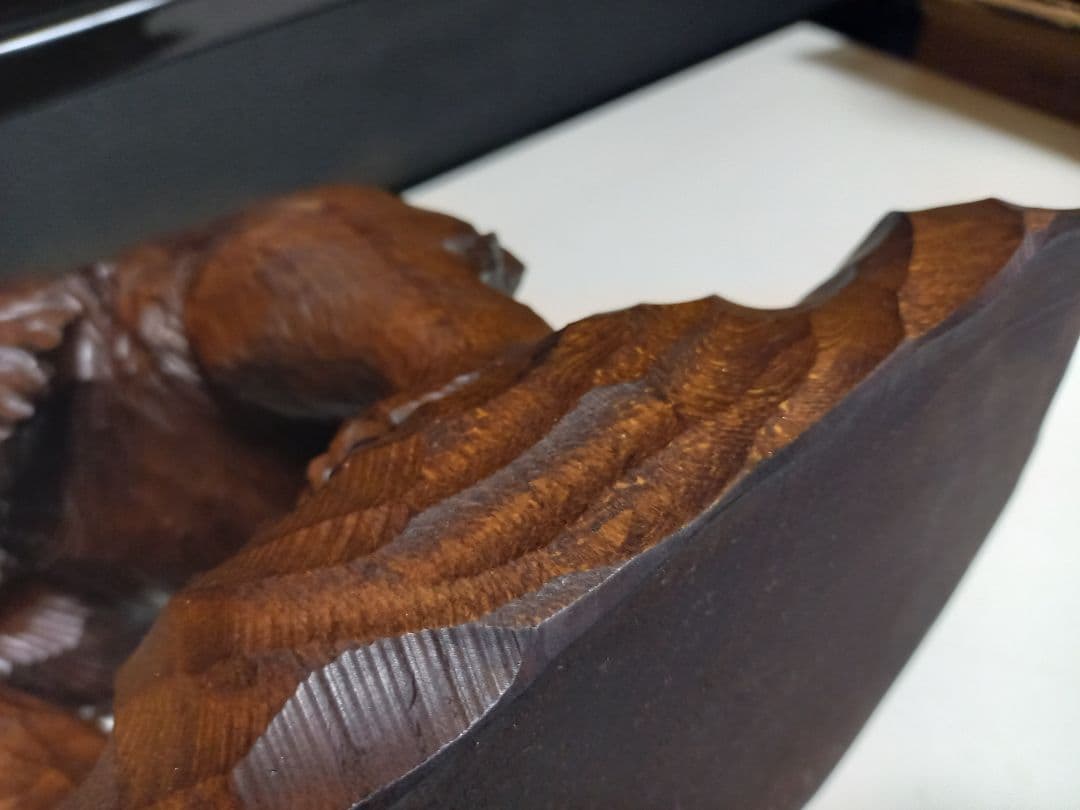 希少 アイヌ 熊 一刀彫 木彫り 堀井作 銘有り 中型 サイズ