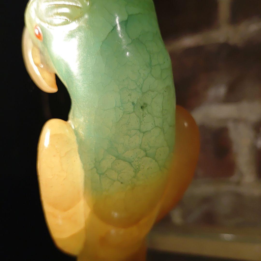 ビンテージ イタリア製 アルバスタ オウムの置物 Italy 手彫り