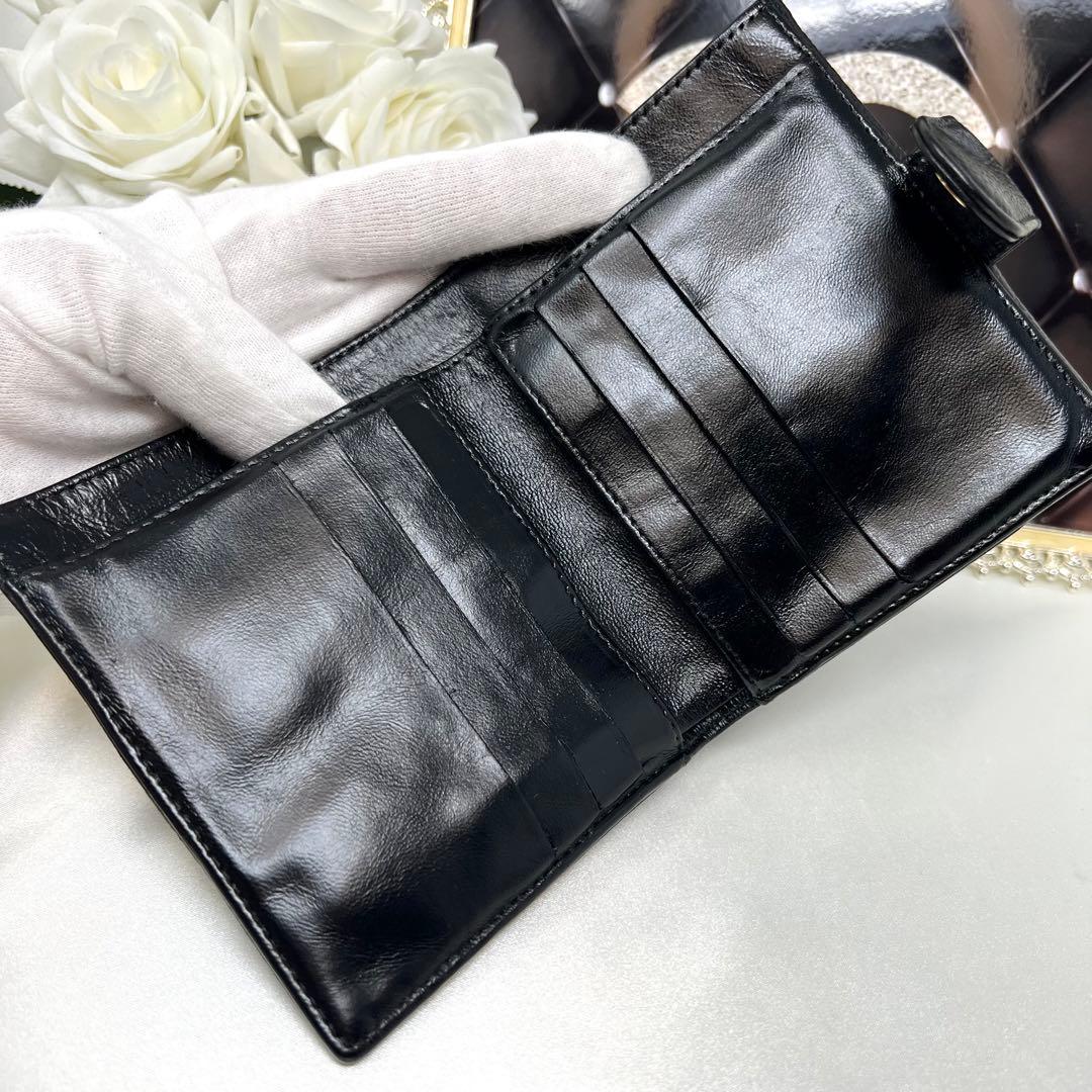 CHANEL シャネル キャビアスキン Wホック 二つ折り財布 コンパクト財布