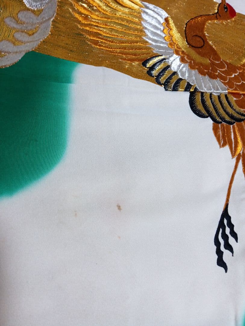 海外コレクター向きJAPANジャパン日本女性用特大雅金襴豪華刺繍鶴絵図柄