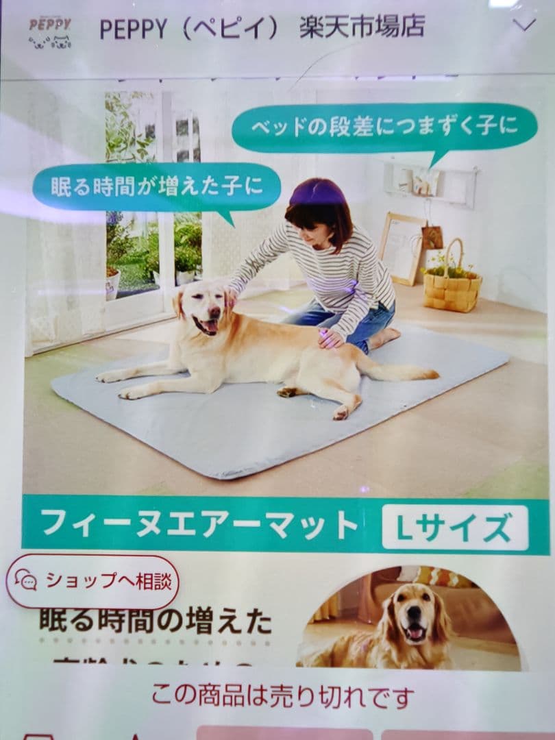 ペピイ フィーヌエアマット Lサイズ（シニア犬に快適）