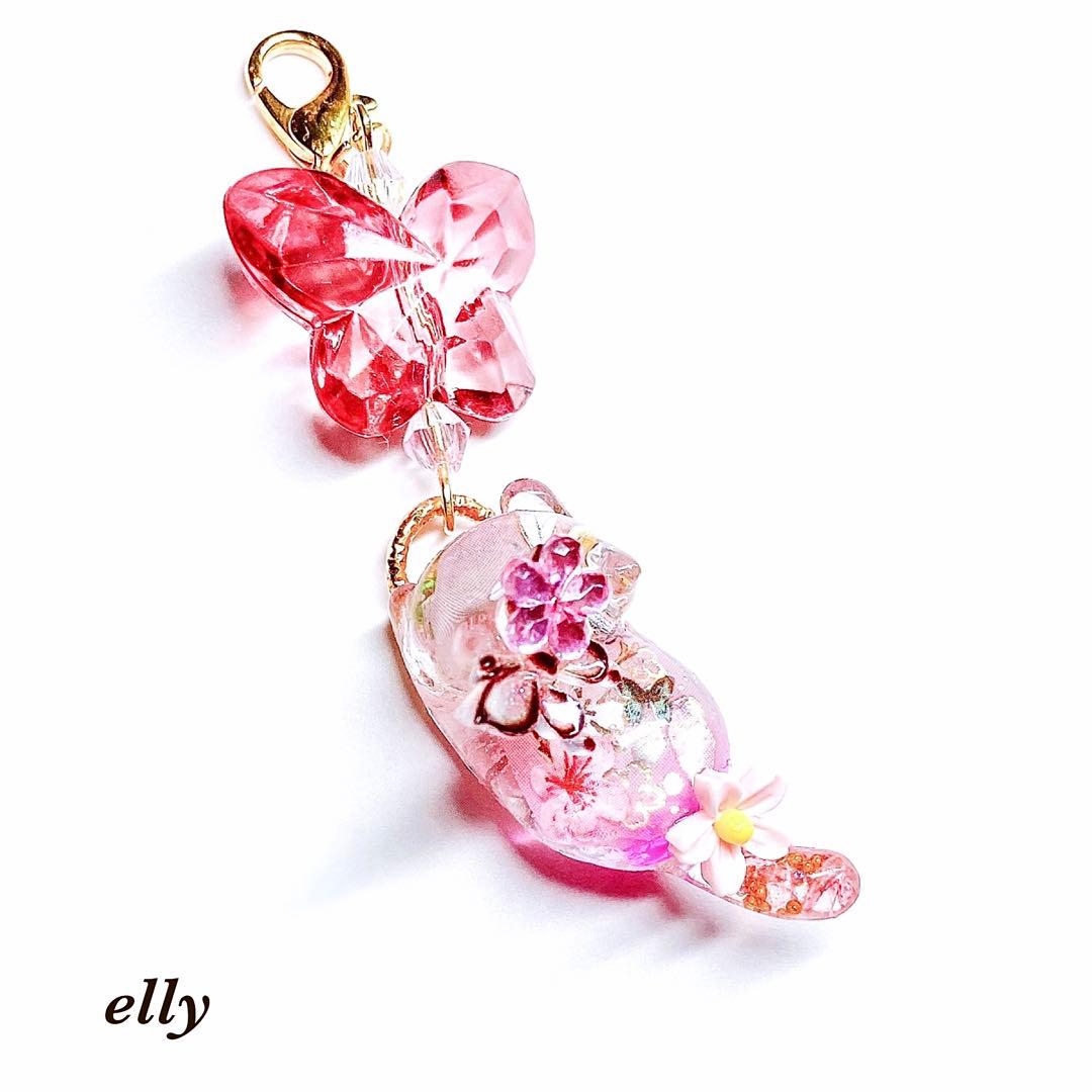 【sawasawa様】1198.天然石　琉球ガラス　桜　じゃれ猫　レジン　根付