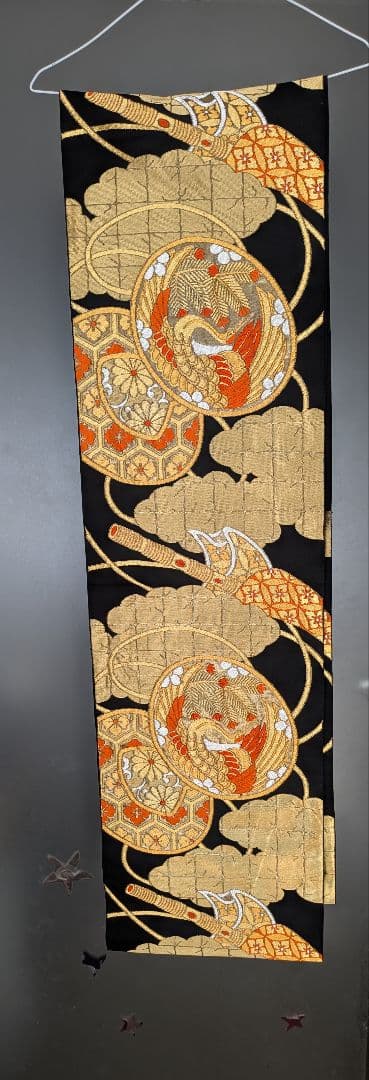 三越 振袖 古典柄 長襦袢/小田急百貨店 帯 黒に金糸/ 成人式 謝恩会 結婚