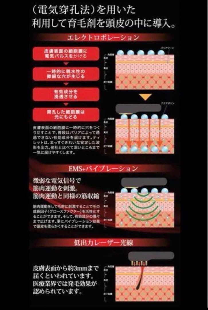 ティレット美顔器頭皮ケアリフトアップ顔電気バリスカルプヒト幹細胞