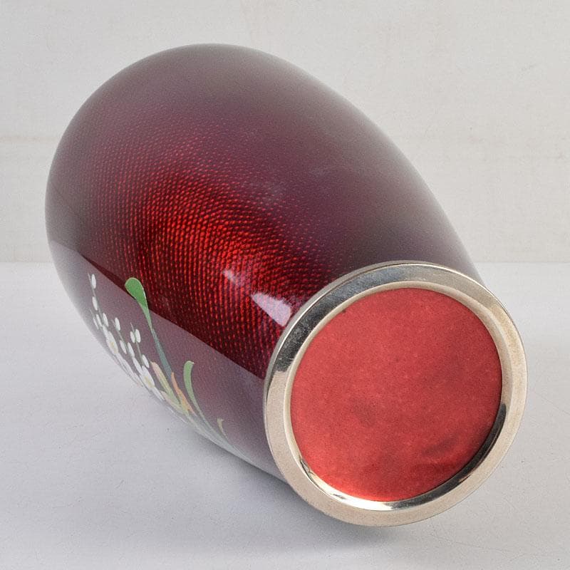 七宝焼 赤透釉 四君子文 花瓶 共箱 M R9450 - メルカリ