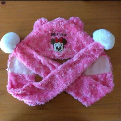 最終価格 ディズニー ミニー 耳つき ボア フード キャップ マフラー 一