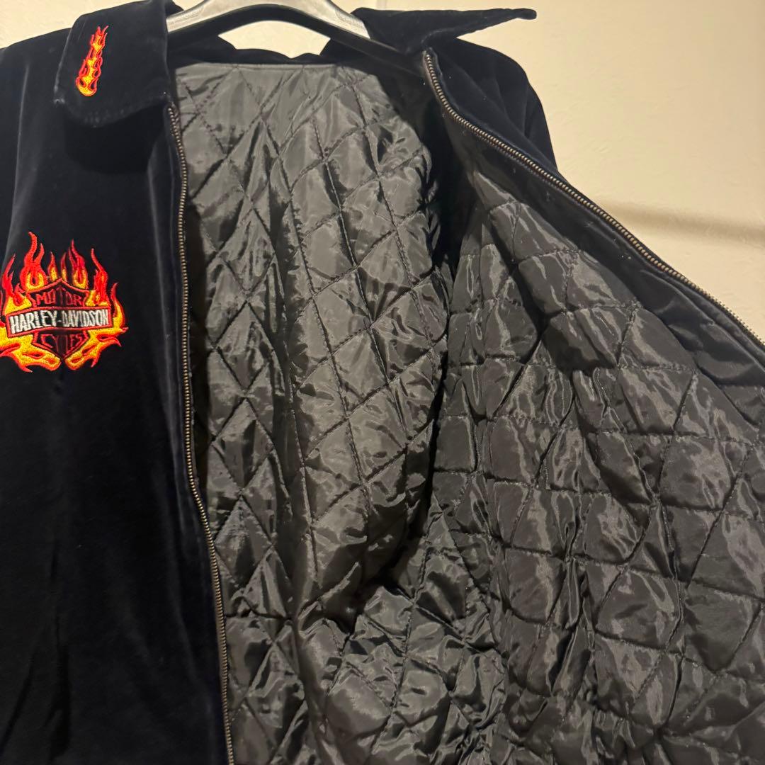 レア〉Harley-Davidson フレイム刺繍ベロアジャケット