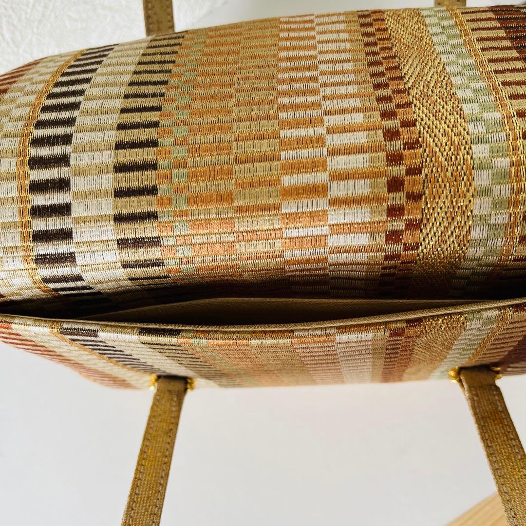 【極美品✨レア】利休バッグ　和装用バッグ　着物バッグ　織物　総柄　大容量