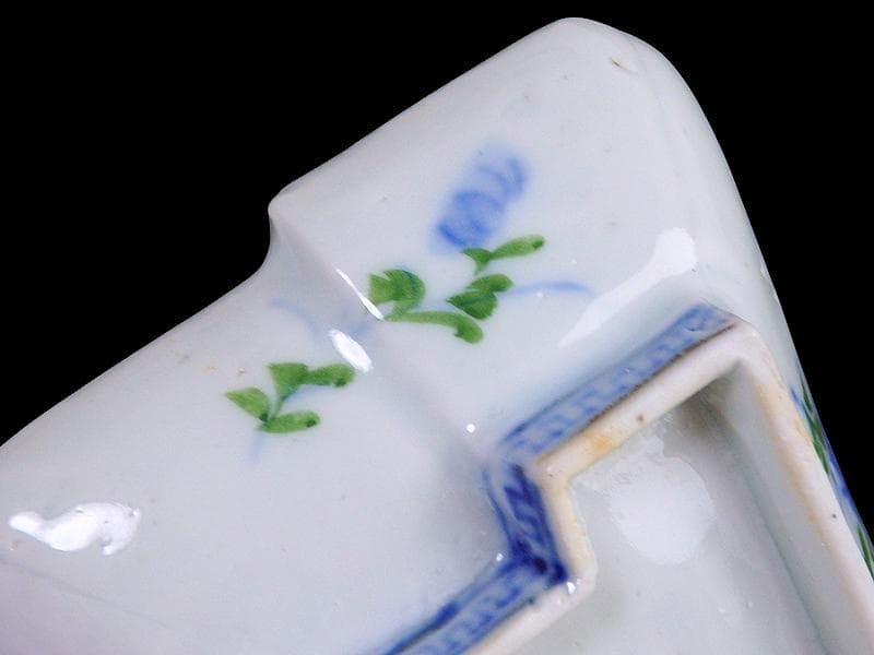 古伊万里 染錦 梅に菊 松に短冊の図 変形長皿 5