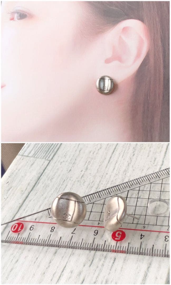 ヴィンテージ 希少 CHANELシャネル ボタン ピアス シルバー 正規品