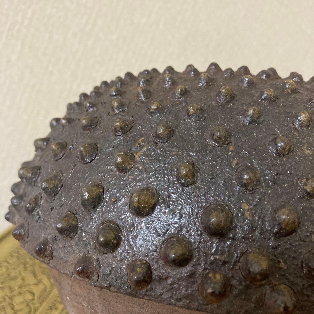 珍品　鉄瓶風　陶器製　時代古水指　壺　焼物〈検 古備前　茶道具　古常滑
