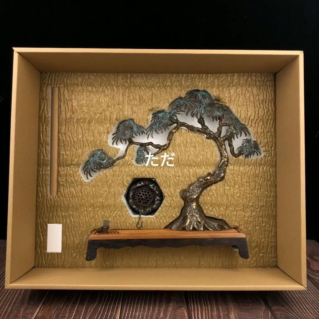 銅製 大樹蓮華弔炉 室内檀香炉 机 書斎薫香炉 香道具 工芸品 置物