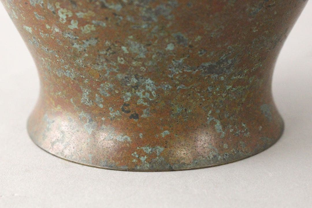 No5074 平安城鋳工　桂田浄雲造　饕餮文銅花器　高さ24.5cm 送料無料