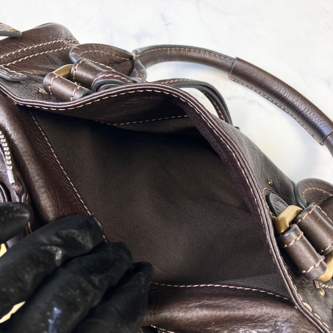 極美品 Chloe パディントン ハンドバッグ 南京錠 ダークブラウン レザー