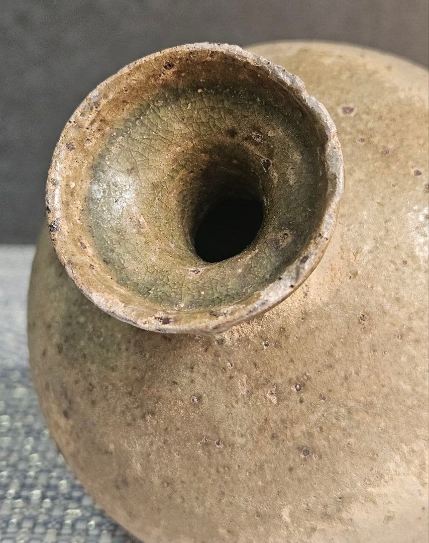 名品❗古代陶器　自然釉灰釉　新羅　 新羅土器　花入　徳利　 茶道具酒器