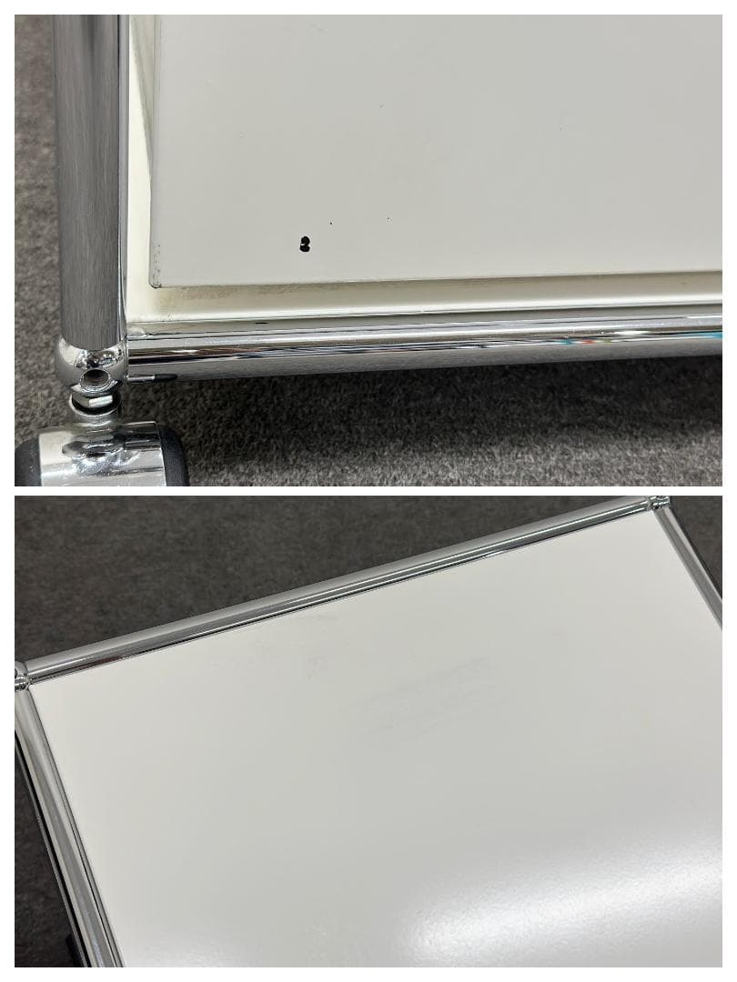 正規品□USMハラー□ロールボーイ デスクワゴン 2段 鍵なし ホワイト 白