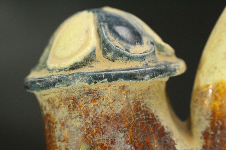 中国美術 唐三彩 貼馬紋 注瓶 壷 高29cm 希少(LC241)